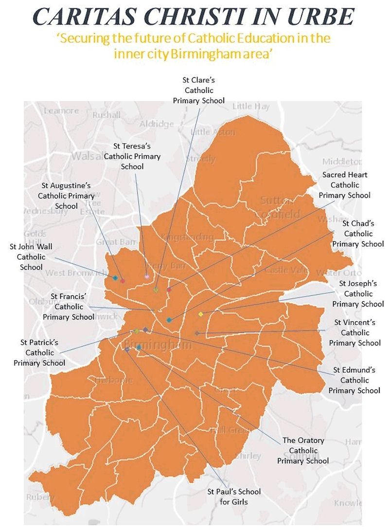 Map of Caritas Christi in Urbe schools